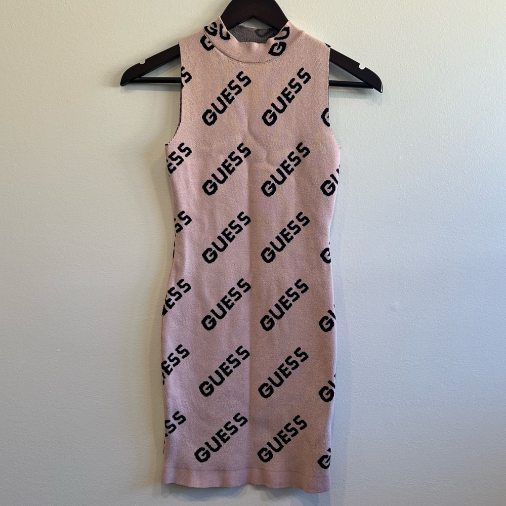 Guess Logo Pink Bodycon Mini Dress
